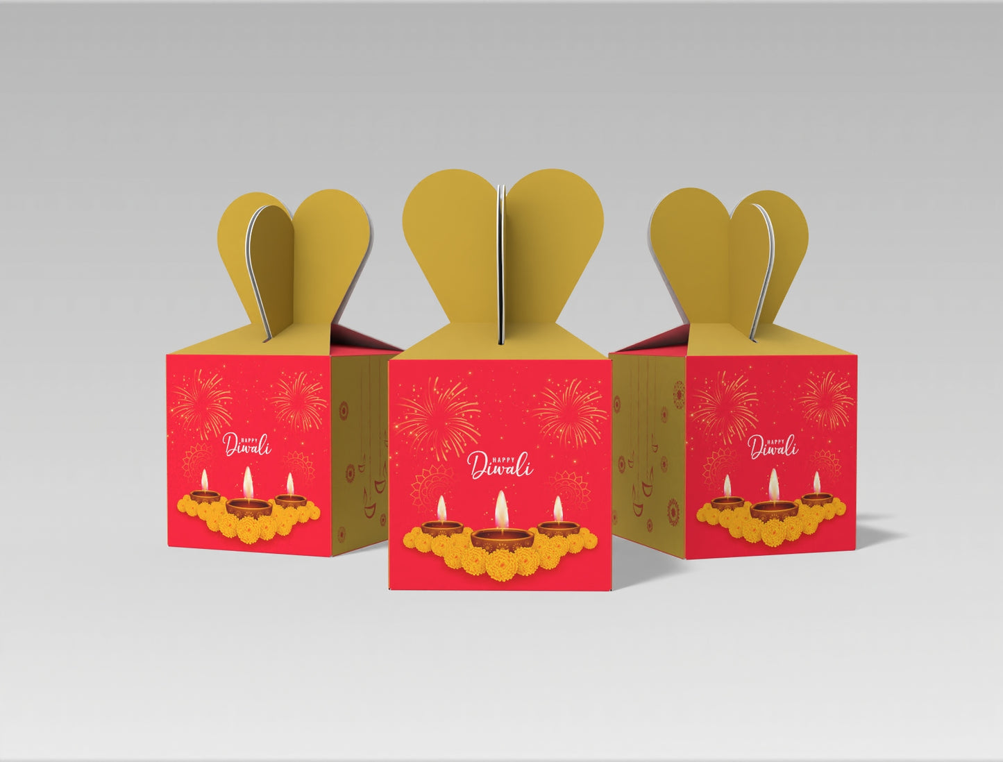 Diwali Monocarton Cube Gift Box (Heart)