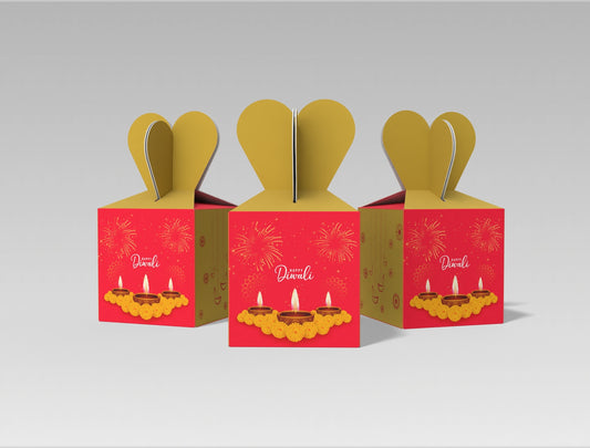 Diwali Monocarton Cube Gift Box (Heart)