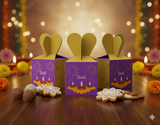 Diwali Monocarton Cube Gift Box (Heart)